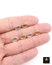 Gold Oval Push Clasp, 10 mm Gold Over 925 Sterling Silver Silver Spring Oval Shaped # 3617, 2 Styles Clip Connector