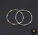 Mixed Metal Beaded Bracelet, 925 Sterling Silver and 14 K Gold Filled Sparkle Stardust Women's Stretchy, Stacking