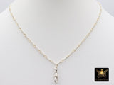 14 K Gold Filled Figaro Chain Link Fob Necklace, 925 Sterling Silver Mixed Metal Gold Dainty Two Tone Chain Link, Waterproof Charm Necklace