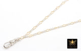 14 K Gold Filled Figaro Chain Link Fob Necklace, 925 Sterling Silver Mixed Metal Gold Dainty Two Tone Chain Link, Waterproof Charm Necklace