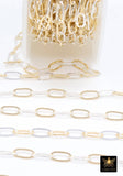 14 K Gold Filled Mixed Metal Paperclip Chain, 8.5 mm Rectangle Drawn CH# 891, 925 Sterling Silver Oval Chains CH# 756