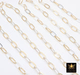 14 K Gold Filled Mixed Metal Paperclip Chain, 8.5 mm Rectangle Drawn CH# 891, Two Tone 925 Sterling Silver Oval Chains CH# 756