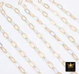 14 K Gold Filled Mixed Metal Paperclip Chain, 8.5 mm Rectangle Drawn CH# 856, 925 Sterling Silver Oval Chains CH# 756