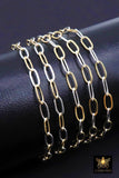 14 K Gold Filled Mixed Metal Paperclip Chain, 8.5 mm Rectangle Drawn CH# 891, Two Tone 925 Sterling Silver Oval Chains CH# 756