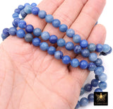 Natural Blue Aventurine Beads, Smooth Round Beads in Blue and Gray Blends BS #94, sizes 8 mm 14.75 inch FULL Strands