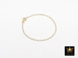 14 K Gold Filled Figaro Chain Link Necklace, 925 Sterling Silver Mixed Metal Long Short Gold Dainty Chain Bracelet, Waterproof