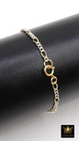 14 K Gold Filled Figaro Chain Link Necklace, 925 Sterling Silver Mixed Metal Long Short Gold Dainty Chain Bracelet, Waterproof