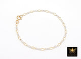 Mixed Metal 14 K Gold Filled Figaro Chain Link Necklace, 925 Sterling Silver Rolo Long Short Gold Dainty Chain Bracelet, Waterproof