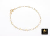 Mixed Metal 14 K Gold Filled Figaro Chain Link Necklace, 925 Sterling Silver Rolo Long Short Gold Dainty Chain Bracelet, Waterproof