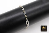 14 K Gold Filled Paperclip Chain Link Bracelet, 925 Sterling Silver Mixed Metal Oval Gold Link Bracelet With Large Lobster, Waterproof