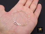 14 K Gold Filled Paperclip Chain Link Bracelet, 925 Sterling Silver Mixed Metal Oval Gold Link Bracelet With Large Lobster, Waterproof