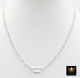 Mixed Metal Figaro Chain Necklace, 14K Gold Filled, Sterling Silver Carabiner Screw Clasp Chain Link Two Tone Necklace