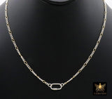 Mixed Metal Figaro Chain Necklace, 14K Gold Filled, Sterling Silver, Carabiner Screw Clasp Chain Link Necklace, Dainty Necklace, Waterproof