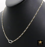 Mixed Metal Figaro Chain Necklace, 14K Gold Filled, Sterling Silver, Carabiner Screw Clasp Chain Link Necklace, Dainty Necklace, Waterproof