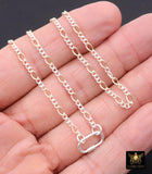 Mixed Metal Figaro Chain Necklace, 14K Gold Filled, Sterling Silver, Carabiner Screw Clasp Chain Link Necklace, Dainty Necklace, Waterproof