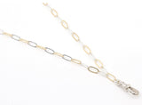 Mixed Metal Paperclip Chain Fob Necklace, 14 K Gold Filled & Sterling Silver, 925 Sterling Silver Swivel Clip Two Tone Oval Link