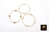14K Gold Filled Pearl Beaded Bracelet, Handmade Stacking Tube Stretchy Bangle, 8 mm 6 mm Freshwater Pearl Bracelet