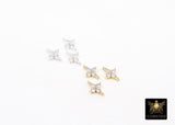 925 Sterling Silver CZ Clover Connectors, 14 K Gold Filled 6 mm Cubic Zirconia Quatrefoil Perpendicular Links # 3668, Minimulist