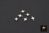 925 Sterling Silver CZ Clover Connectors, 14 K Gold Filled 6 mm Cubic Zirconia Quatrefoil Perpendicular Links # 3900, Minimulist