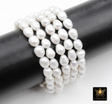White Baroque Pearl Bead Strands, 13 mm Baroque Pearl Beads BS # 1295, High Quality Genuine Oval Freshwater Pearl, 7 Inch Bead Strand