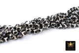 Tibetan Natural Faceted Agate Beads, DZI Agate Black and Beige White Color Beads BS #65, sizes 6 mm 8 mm or 10 mm 15 inch FULL Strands