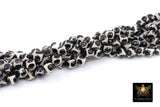 Tibetan Natural Faceted Agate Beads, DZI Agate Black and Beige White Color Beads BS #65, sizes 6 mm 8 mm or 10 mm 15 inch FULL Strands