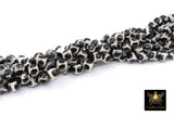 Tibetan Natural Faceted Agate Beads, DZI Agate Black and Beige White Color Beads BS #65, sizes 6 mm 8 mm or 10 mm 15 inch FULL Strands