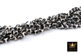 Tibetan Natural Faceted Agate Beads, DZI Agate Black and Beige White Color Beads BS #65, sizes 6 mm 8 mm or 10 mm 15 inch FULL Strands