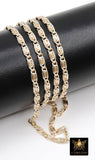 Mixed Metal Sterling Silver Bar Chain, 10 mm Sequin Chains CH# 893, 14 K Gold Filled Oval Scroll Bar