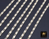 Mixed Metal Sterling Silver Bar Chain, 10 mm Sequin Chains CH# 898, 14 K Gold Filled Oval Scroll Bar, Lumachina Chains, By The Foot