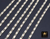 Mixed Metal Sterling Silver Bar Chain, 10 mm Sequin Chains CH# 893, 14 K Gold Filled Oval Scroll Bar