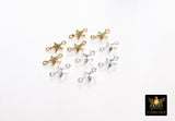 Gold Filled Star Connector, Sterling Silver Starburst Links, 925 Sterling Silver Two Hole Links, Permanent Jewelry, 5 x 9 mm