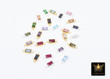 14 K Gold Filled CZ Rectangle Connector, 925 Sterling Silver Birthstone Cubic Zirconia Baguette Link# 2700, Permanent Jewelry