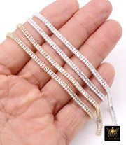 14 K Gold Filled CZ Chain, 3.7 mm 925 Sterling Silver Genuine Baguette Cubic Zirconia CH# 926, By The Foot