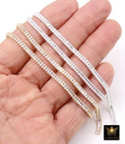 14 K Gold Filled CZ Chain, 3 mm 925 Sterling Silver Genuine Baguette Cubic Zirconia Chain, By The Foot, Minimalist Chain