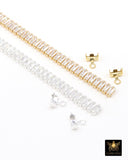 14 K Gold Filled CZ Chain, 3.7 mm 925 Sterling Silver Genuine Baguette Cubic Zirconia CH# 860, By The Foot