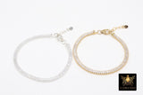 14 K Gold Filled CZ Baguette Chain Bracelet, 925 Sterling Silver Cubic Zirconia 3.7 mm Bracelet, Adjustable Bracelet