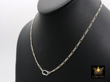 Mixed Metal Figaro Chain Necklace, 14K Gold Filled, Sterling Silver Carabiner Screw Clasp Chain Link Two Tone Necklace