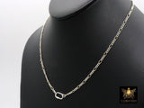 Mixed Metal Figaro Chain Necklace, 14K Gold Filled, Sterling Silver, Carabiner Screw Clasp Chain Link Necklace, Dainty Necklace, Waterproof