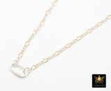 Mixed Metal Figaro Chain Necklace, 14K Gold Filled, Sterling Silver, Carabiner Screw Clasp Chain Link Necklace, Dainty Necklace, Waterproof