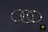 14K Gold Filled Pearl Beaded Bracelet, Handmade Stacking Tube Stretchy Bangle, 8 mm 6 mm Freshwater Pearl Bracelet