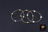 14K Gold Filled Pearl Beaded Bracelet, Handmade Stacking Tube Stretchy Bangle, 8 mm 6 mm Freshwater Pearl Bracelet