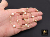 14K Gold Filled Pearl Beaded Bracelet, Handmade Stacking Tube Stretchy Bangle, 8 mm 6 mm Freshwater Pearl Bracelet