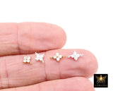 925 Sterling Silver CZ Clover Connectors, 14 K Gold Filled 6 mm Cubic Zirconia Quatrefoil Perpendicular Links # 3668, Minimulist