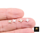 925 Sterling Silver CZ Clover Connectors, 14 K Gold Filled 6 mm Cubic Zirconia Quatrefoil Perpendicular Links # 3668, Minimulist