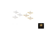 925 Sterling Silver CZ Clover Connectors, 14 K Gold Filled 6 mm Cubic Zirconia Quatrefoil Perpendicular Links # 3668, Minimulist