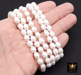 White Baroque Pearl Bead Strands, 13 mm Baroque Pearl Beads BS # 1295, High Quality Genuine Oval Freshwater Pearl