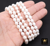 White Baroque Pearl Bead Strands, 13 mm Baroque Pearl Beads BS # 1295, High Quality Genuine Oval Freshwater Pearl, 7 Inch Bead Strand