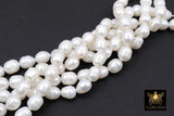 White Baroque Pearl Bead Strands, 13 mm Baroque Pearl Beads BS # 1295, High Quality Genuine Oval Freshwater Pearl, 7 Inch Bead Strand