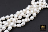 White Baroque Pearl Bead Strands, 13 mm Baroque Pearl Beads BS # 328, High Quality Genuine Oval Freshwater Pearl